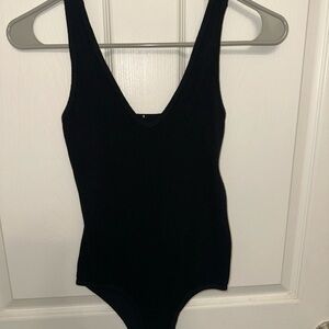 Black Ribbed Bodysuit